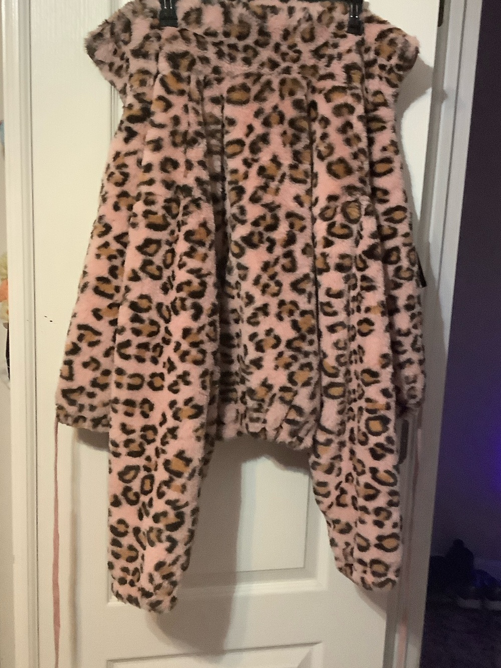 Topshop Pink Leopard-Print Teddy Jacket
